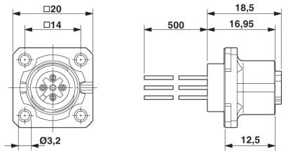 Встраиваемые разъемы-SACC-SQ-M12FS-4CON-20/0,5