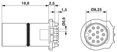 Встраиваемые разъемы-SACC-CI-M12MS-12CON-L180 THR