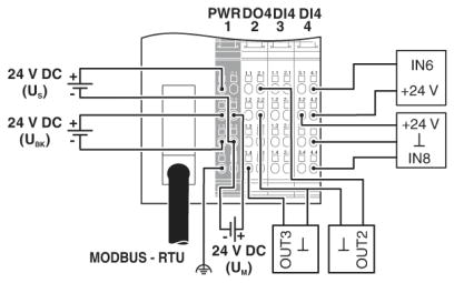Устройство сопряжения с шиной-IL MOD BK DI8 DO4-PAC