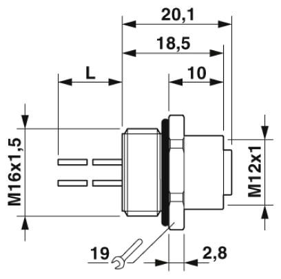 Встраиваемые разъемы-SACC-E-M12FS-4P-M16XL/0,5