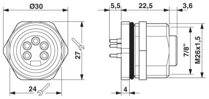 Встраиваемые разъемы-SACC-DSI-MINFS-5CON-M26 PCB