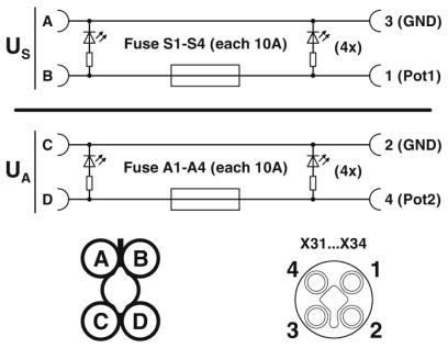 Разветвитель питания-SACB-4/T-L-8FUSE DIAG CT AXL