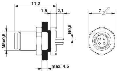 Встраиваемые разъемы-SACC-DSI-M5MS-4CON-L180