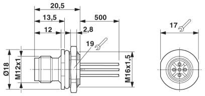 Встраиваемые разъемы-SACC-E-M12MS-5CON-M16/0,5 P