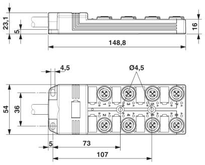 Коробка датчика и исполнительного элемента-SACB-8/ 8-L-10,0PUR SCO P