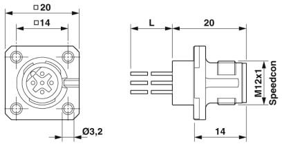 Встраиваемые разъемы-SACC-SQ-M12MSB-5CON-20/0,5