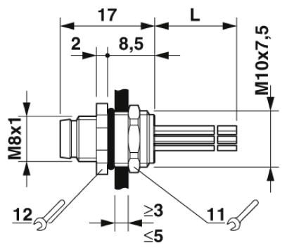 Встраиваемые разъемы-SACC-E-M8MS-8CON-M10/0,5