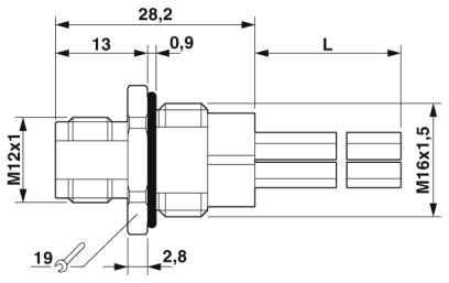 Встраиваемые разъемы-SACC-E-M12MSM-5PE-M16XL/0,2