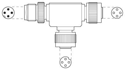 Т-распределитель-SAC-4P-M12T/2XM12 CCL