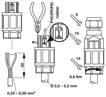 Соединитель для датчика/исполнительного устройства-SACC-M 8FS-4QO-0,5-VA