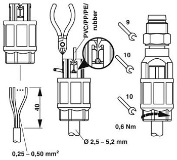 Соединитель для датчика/исполнительного устройства-SACC-M 8MS-4QO-0,5-VA