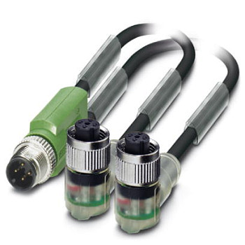 Кабель для датчика / исполнительного элемента-SAC-3P-M12Y/2X0,6-PUR/M12FR2LB