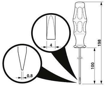 Отвертка-SF-SL 0,8X4,0-100 S-VDE PL-10